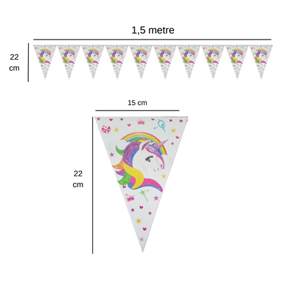 Unicorn Flama Bayrak Set Süs