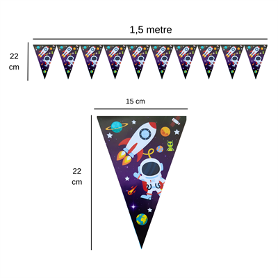 Uzay Temalı Flama Bayrak Set Süs
