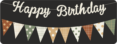 Vanilya Happy Birthday Kaligrafi Banner ve Desenli Flama Set