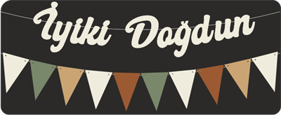 Vanilya İyi ki Doğdun Kaligrafi Banner ve Düz Renk Flama Set