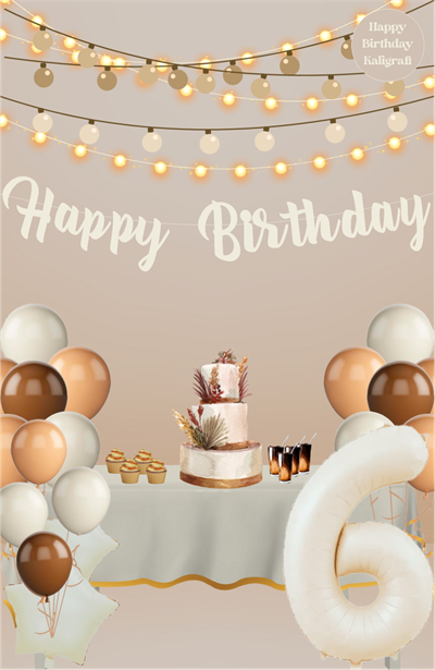 Vanilya Temalı Happy Birthday Kaligrafi Banner