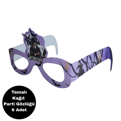 Wednesday Temalı Kağıt Gözlük 6 Adet Parti Gözlüğü