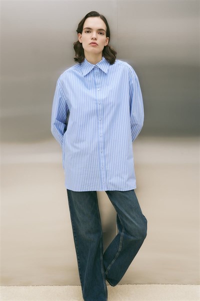 MİORİ ALBA PAMUKLU GÖMLEK MAVİ