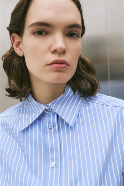 MİORİ ALBA PAMUKLU GÖMLEK MAVİ