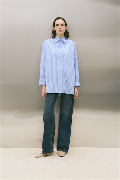 MİORİ ALBA PAMUKLU GÖMLEK MAVİ