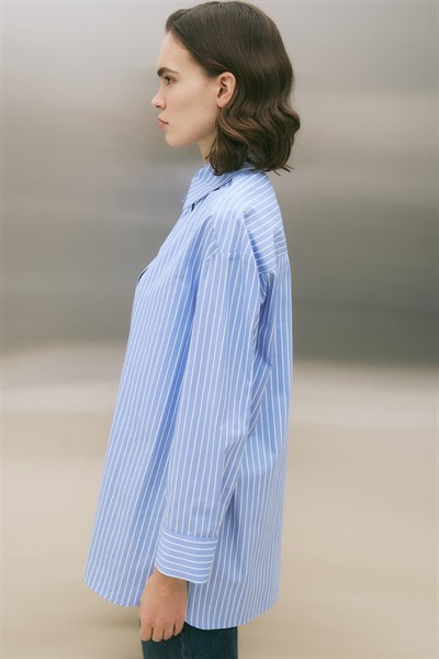 MİORİ ALBA PAMUKLU GÖMLEK MAVİ