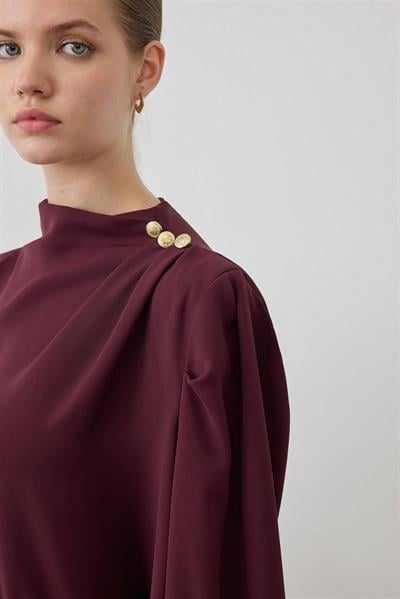 MİORİ BOİS PANTOLONLU KREP TAKIM BORDO