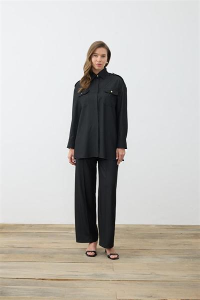 MİORİ BRİEL PANTOLONLU DENİM TAKIM SİYAH