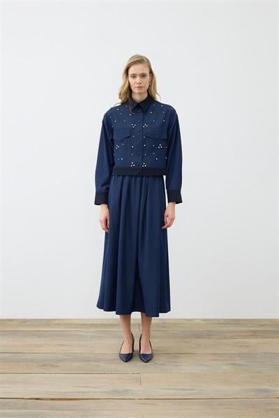 MİORİ DİA ETEKLİ DENİM TAKIM LACİVERT