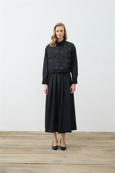 MİORİ DİA ETEKLİ DENİM TAKIM SİYAH