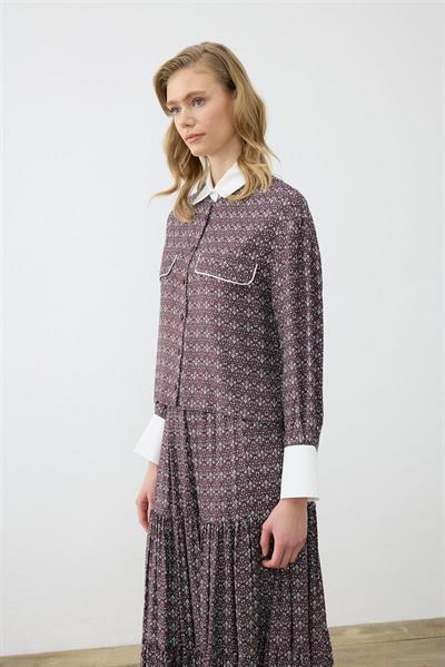 MİORİ DOVE ETEKLİ RAYON VİSKON TAKIM BORDO