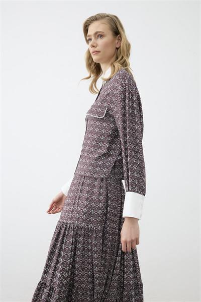 MİORİ DOVE ETEKLİ RAYON VİSKON TAKIM BORDO