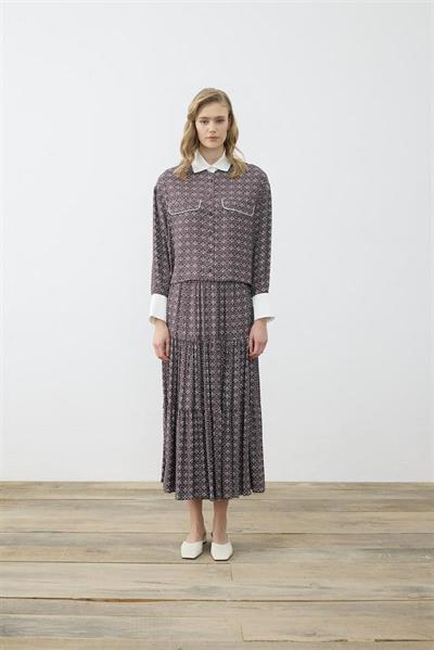 MİORİ DOVE ETEKLİ RAYON VİSKON TAKIM BORDO