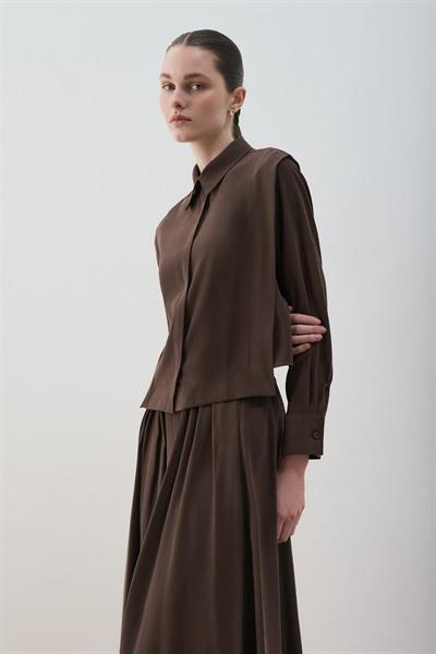 MİORİ ENNA ETEKLİ TAŞLANMIŞ MODAL TAKIM ACI KAHVE