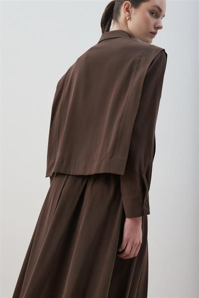 MİORİ ENNA ETEKLİ TAŞLANMIŞ MODAL TAKIM ACI KAHVE