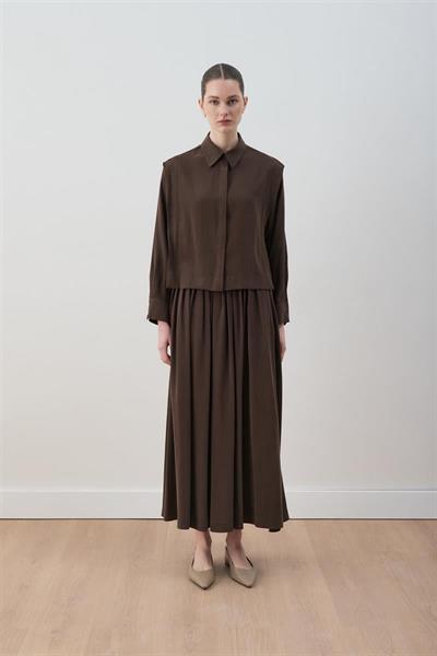 MİORİ ENNA ETEKLİ TAŞLANMIŞ MODAL TAKIM ACI KAHVE