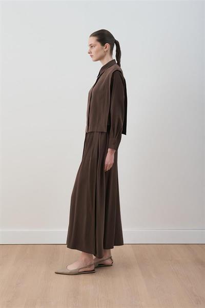 MİORİ ENNA ETEKLİ TAŞLANMIŞ MODAL TAKIM ACI KAHVE