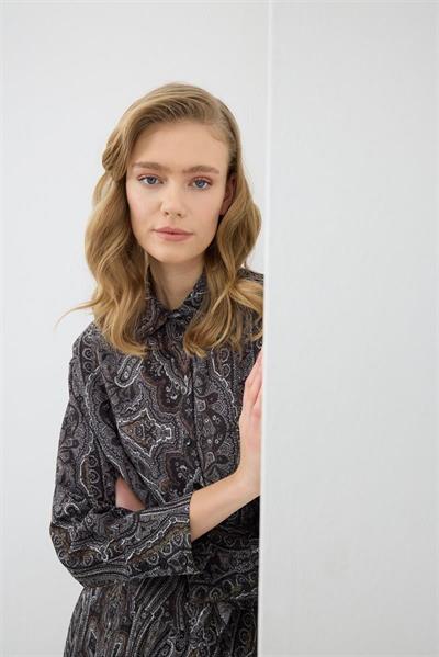 MİORİ ETHNİC PLİSE ETEKLİ ŞİFON TAKIM SİYAH