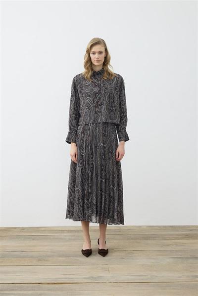 MİORİ ETHNİC PLİSE ETEKLİ ŞİFON TAKIM SİYAH