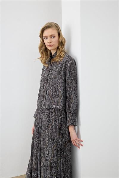 MİORİ ETHNİC PLİSE ETEKLİ ŞİFON TAKIM SİYAH