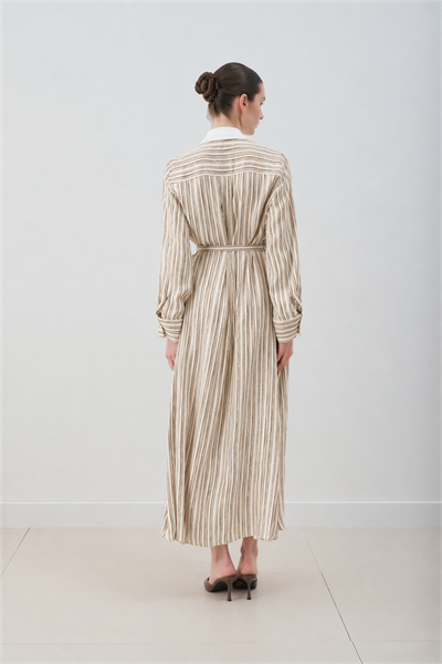 MİORİ ETNA RAYON VİSKON ELBİSE HAKİ-KAHVE