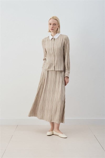 MİORİ ETNA RAYON VİSKON ETEKLİ TAKIM HAKİ-KAHVE