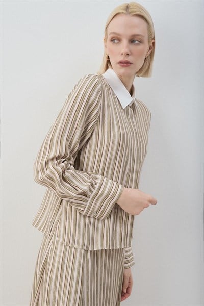 MİORİ ETNA RAYON VİSKON ETEKLİ TAKIM HAKİ-KAHVE