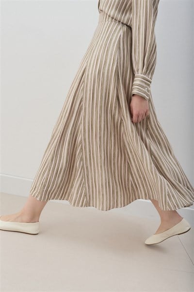 MİORİ ETNA RAYON VİSKON ETEKLİ TAKIM HAKİ-KAHVE