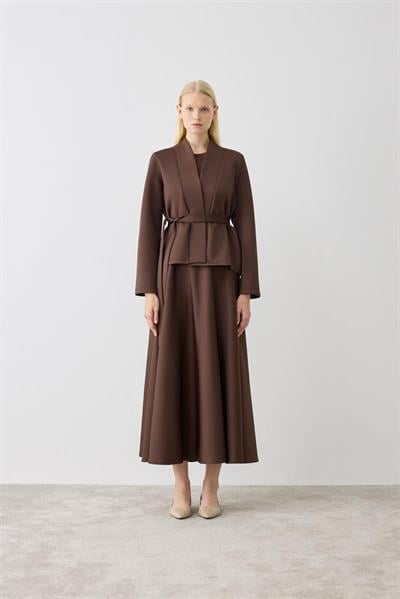 MİORİ EVORA ETEKLİ SCUBA TAKIM KAHVE