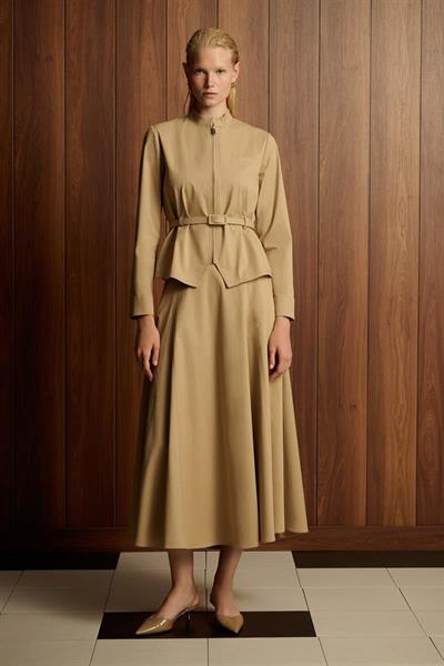 MİORİ FLOREN ETEKLİ TAKIM BEJ