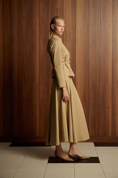 MİORİ FLOREN ETEKLİ TAKIM BEJ