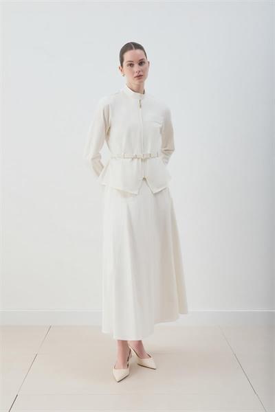 MİORİ FLOREN ETEKLİ TAKIM EKRU