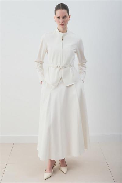 MİORİ FLOREN ETEKLİ TAKIM EKRU