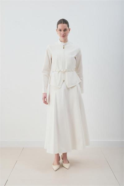 MİORİ FLOREN ETEKLİ TAKIM EKRU