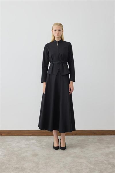 MİORİ FLOREN ETEKLİ TAKIM SİYAH