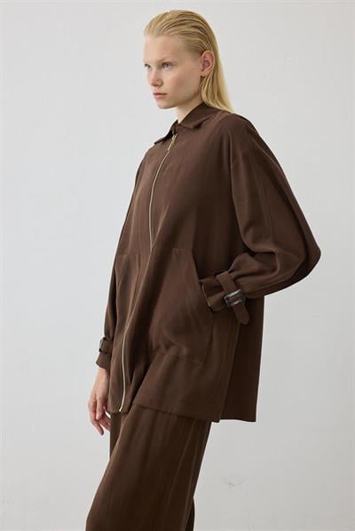 MİORİ FRAU PANTOLONLU TENSEL TAKIM KAHVE