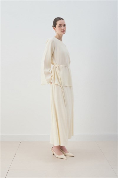 MİORİ JESSE TAŞLANMIŞ MODAL ETEKLİ TAKIM EKRU