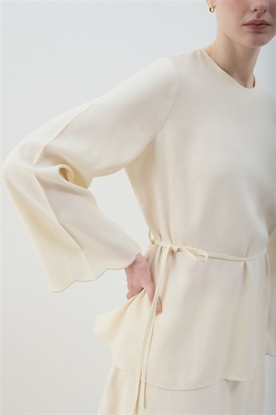 MİORİ JESSE TAŞLANMIŞ MODAL ETEKLİ TAKIM EKRU