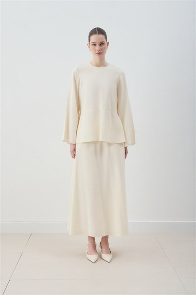 MİORİ JESSE TAŞLANMIŞ MODAL ETEKLİ TAKIM EKRU