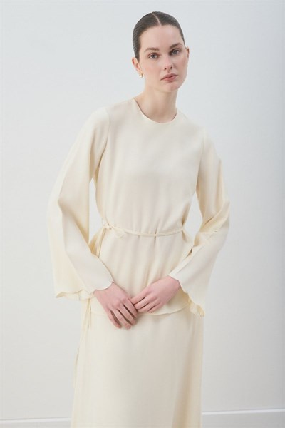 MİORİ JESSE TAŞLANMIŞ MODAL ETEKLİ TAKIM EKRU