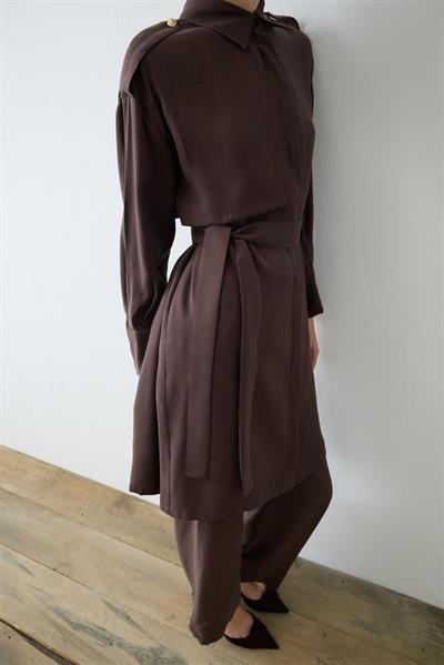 MİORİ LAVİDA PANTOLONLU MODAL TAKIM KAHVE