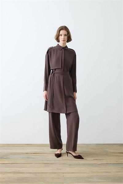 MİORİ LAVİDA PANTOLONLU MODAL TAKIM KAHVE