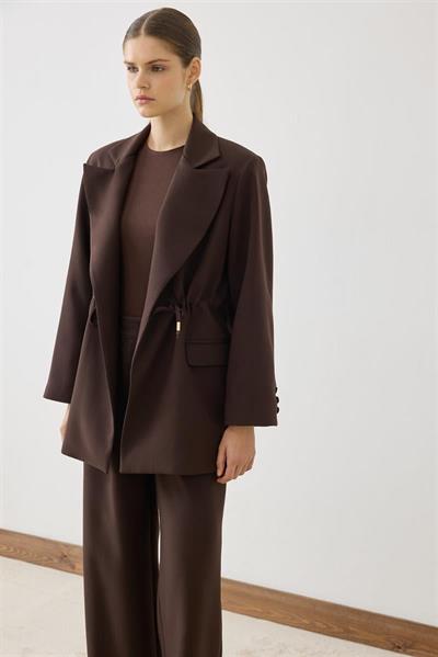 MİORİ LEOVE CEKET PANTOLON TAKIM KAHVERENGİ