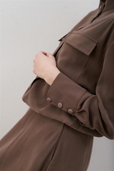 MİORİ LORES TAŞLANMIŞ MODAL ETEKLİ TAKIM KAHVE