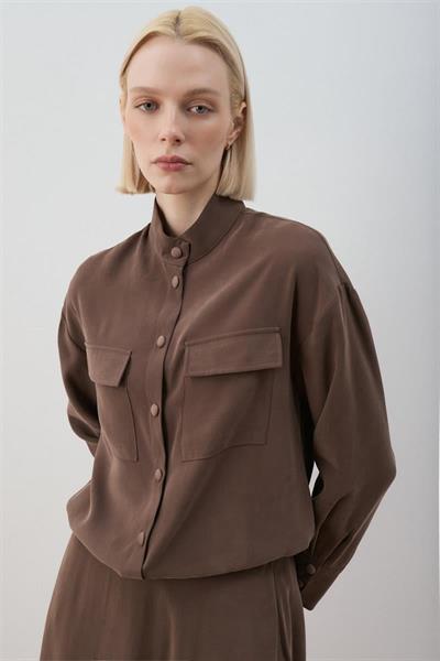 MİORİ LORES TAŞLANMIŞ MODAL ETEKLİ TAKIM KAHVE