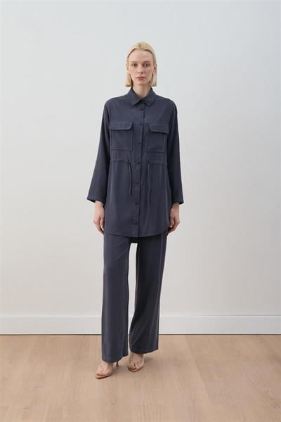 MİORİ LORES TAŞLANMIŞ MODAL PANTOLONLU TAKIM LACİVERT