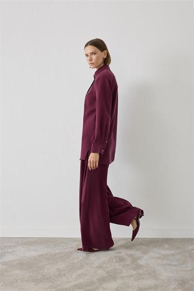 MİORİ NİMES TAŞLANMIŞ MODAL PANTOLONLU TAKIM BORDO