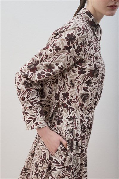 MİORİ NUE ETEKLİ PAMUKLU TAKIM BORDO-GRİ