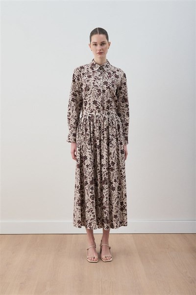 MİORİ NUE ETEKLİ PAMUKLU TAKIM BORDO-GRİ