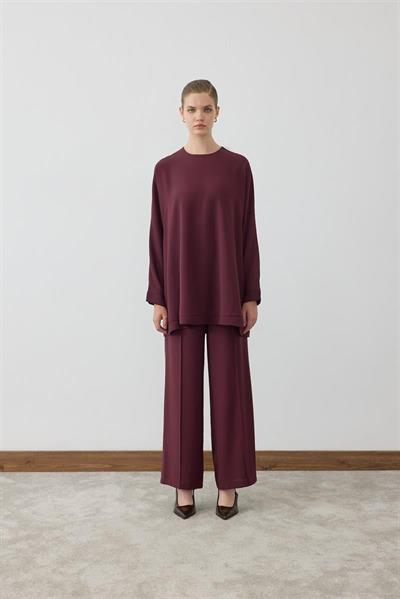 MİORİ PARMA KREP TAKIM BORDO